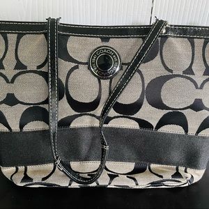 Coach Signature Black Stripe Handbag